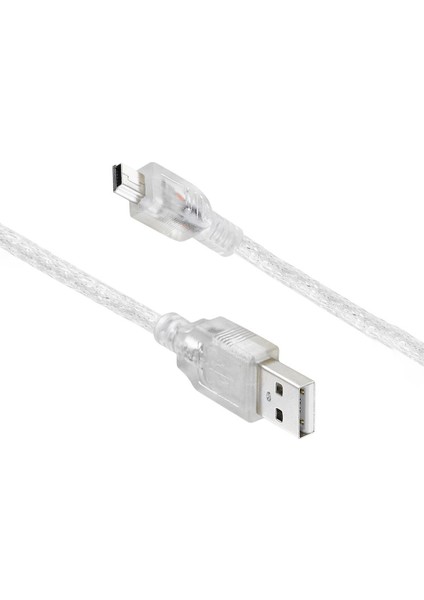 16731 USB 2.0 Şeffaf USB Am/mini 5 Pin Kablo 5 Metre