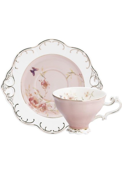 Flower Pembe Tek Kişilik Türk Kahvesi Fincanı