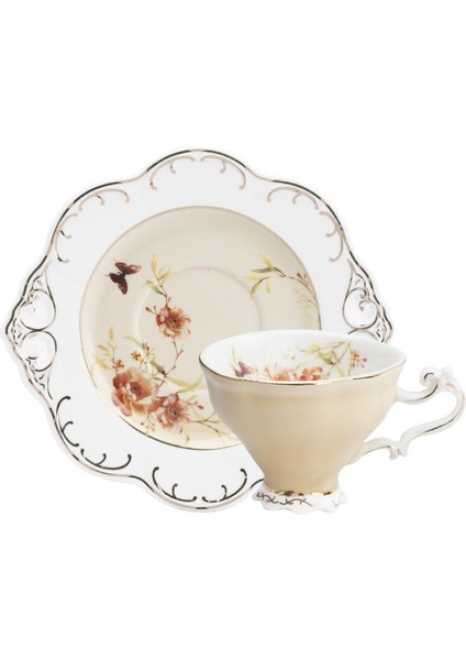 Flower Sarı Tek Kişilik Türk Kahvesi Fincanı