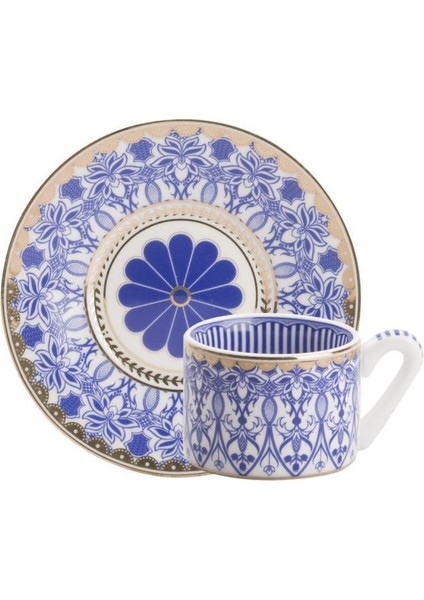 Lacivert Desenli Tek Kişilik Türk Kahvesi Fincanı