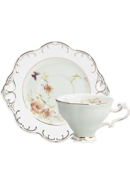 Flower Yeşil Tek Kişilik Türk Kahvesi Fincanı