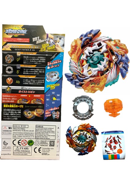 Flame Burst B-122 Geist Fafnir 8 Absorb Beyblade Fırlatıcılı B1221586T