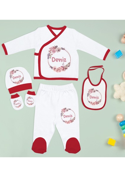 Kids Kişiye Özel Kırmızı Yeni Doğan Hastane Çıkışı, Anneye Hediye, Isimli Melek Kanadı Kolye, 9 Parça Bebek Hediye Seti-5 fiyatları