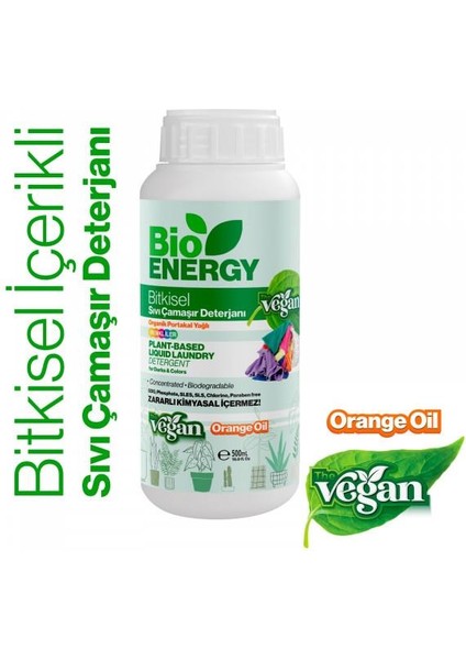Bioenergy Bitkisel Sıvı Çamaşır Deterjanı Renkliler 500 ml