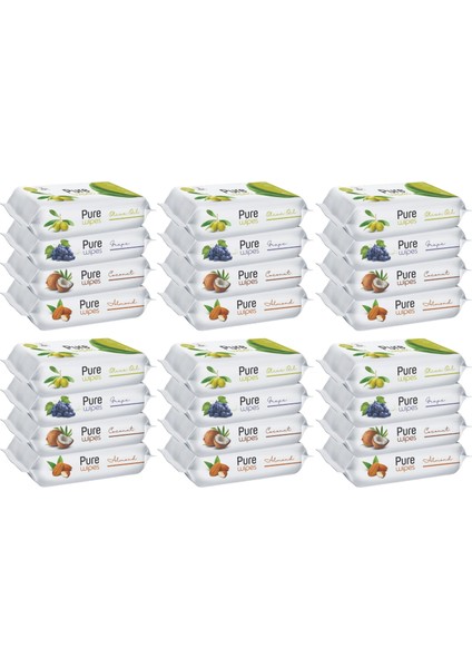 Pure Baby Wipes Islak Havlu Mendil 50 Yaprak 24 Lü Set (1200 Yaprak) (Meyveli)