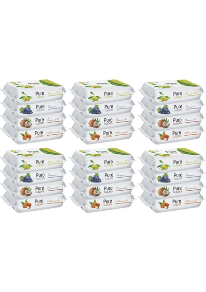 Pure Baby Wipes Islak Havlu Mendil 50 Yaprak 24 Lü Set (1200 Yaprak) (Meyveli)