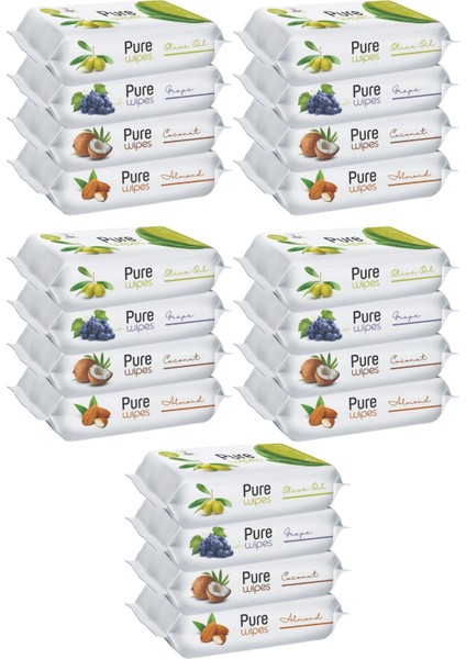 Pure Baby Wipes Islak Havlu Mendil 50 Yaprak 20 'li Set (1000 Yaprak) (Meyveli)