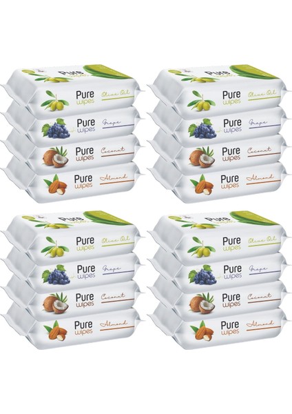 Pure Baby Wipes Islak Havlu Mendil 50 Yaprak 16 Lı Set (800 Yaprak) (Meyveli)