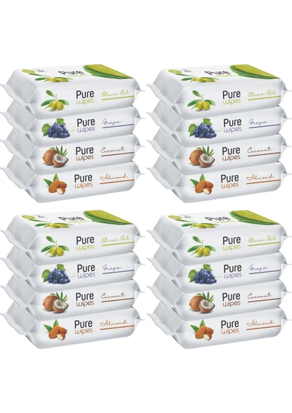 Pure Baby Wipes Islak Havlu Mendil 50 Yaprak 16 Lı Set (800 Yaprak) (Meyveli)