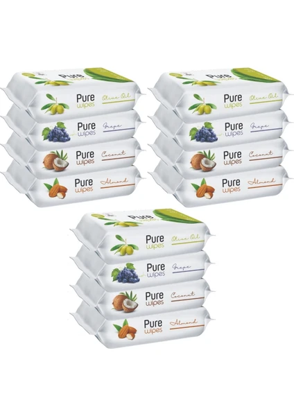 Pure Baby Wipes Islak Havlu Mendil 50 Yaprak 12 'li Set (600 Yaprak) (Meyveli)