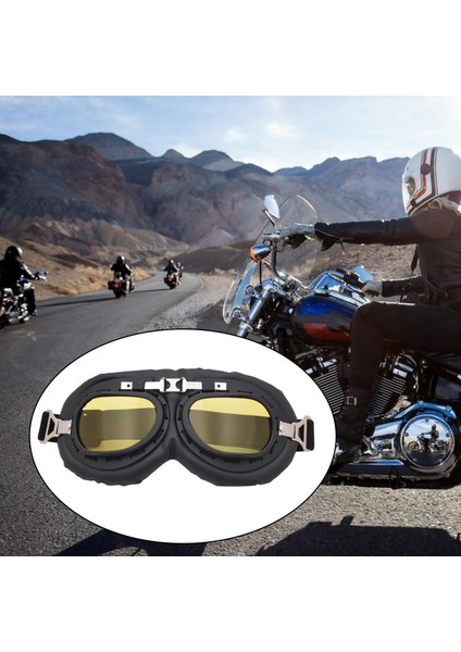 2x Motosiklet Gözlükleri Vintage Tarzı Açık Gözlük Scooter Atv Sarı ve Renkli (Yurt Dışından) modelleri
