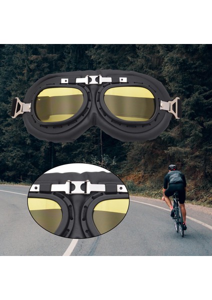 2x Motosiklet Gözlükleri Vintage Tarzı Açık Gözlük Scooter Atv Sarı ve Renkli (Yurt Dışından) fırsatları