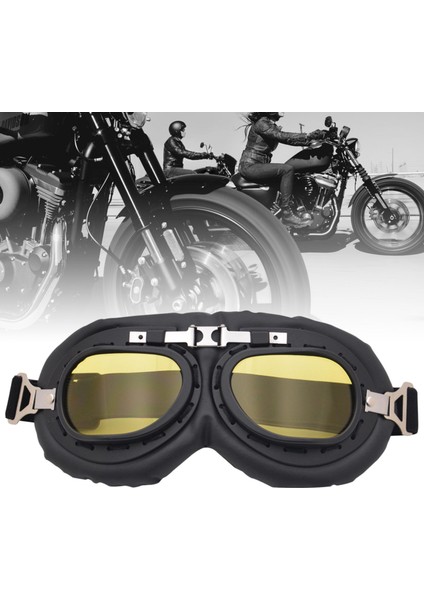 2x Motosiklet Gözlükleri Vintage Tarzı Açık Gözlük Scooter Atv Sarı ve Renkli (Yurt Dışından) indirimleri