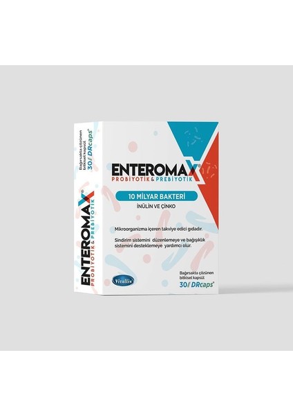 Enteromax Kapsül Dr.Caps Probiyotik&Prebiyotik 10 Milyar 12 Suş Inülin Ve Çinko