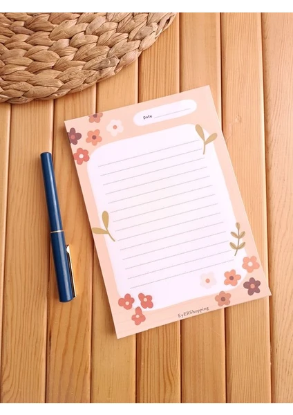 EyER Shoping Çiçek Figürlü To Do List Bloknot Tasarım Defter