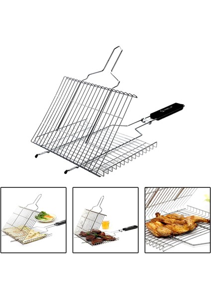 Katlanır Barbekü Barbekü Balık Biftek Deniz Yiyecekleri 62.5X42CM Için Izgara Için Yapışmaz Izgara Sepeti (Yurt Dışından)
