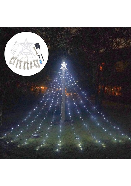 String Lights Solar 350 LED Lamba Yağmur Dizesi Parti Düğün Avlusu Beyaz (Yurt Dışından)