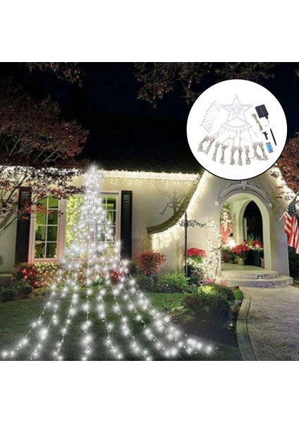 String Lights Solar 350 LED Lamba Yağmur Dizesi Parti Düğün Avlusu Beyaz (Yurt Dışından)