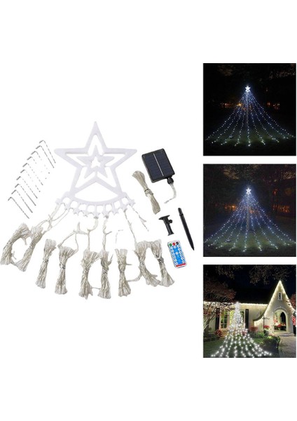String Lights Solar 350 LED Lamba Yağmur Dizesi Parti Düğün Avlusu Beyaz (Yurt Dışından)