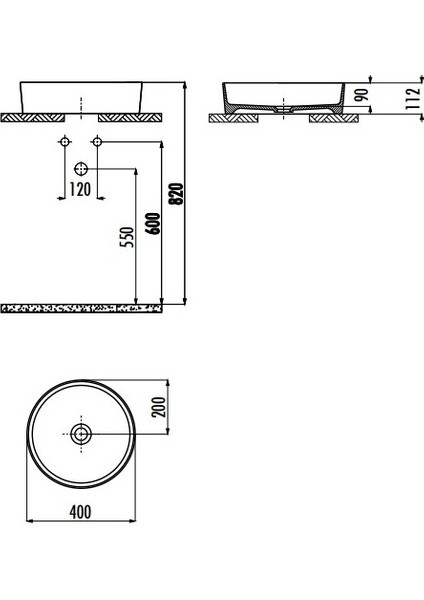 Loop LP140 40 cm Tezgah Üstü Çanak Lavabo
