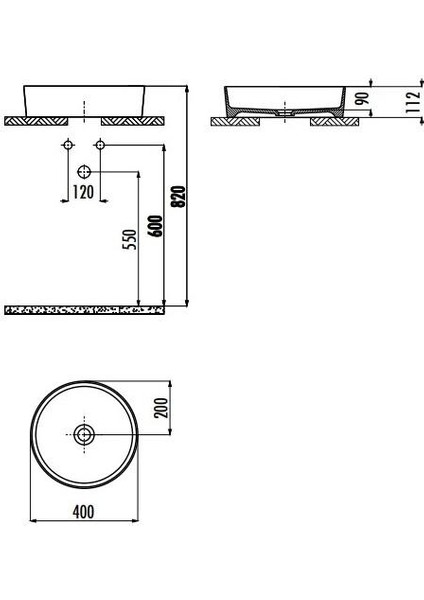 Loop LP140 40 cm Tezgah Üstü Çanak Lavabo