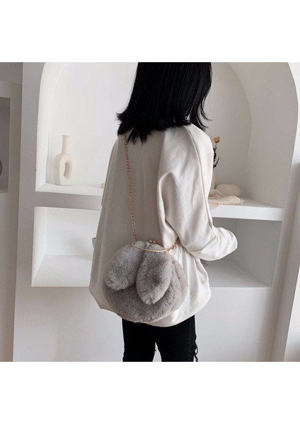 Kadın Tavşan Kulak Zinciri Peluş Çanta Kızlar Akşam Debriyaj Çanta Çanta Omuz Crossbody Çanta Çanta Çanta (Yurt Dışından) fiyatları
