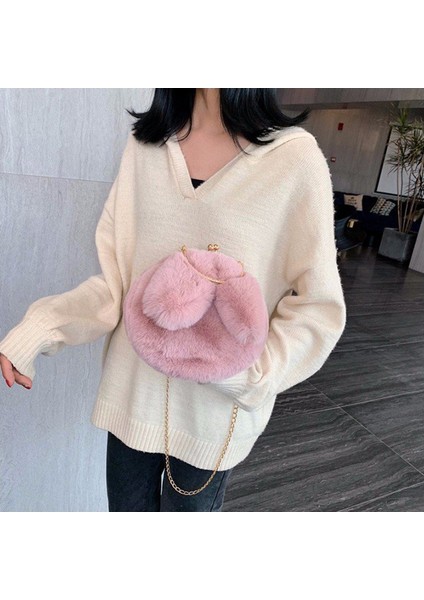 Kadın Tavşan Kulak Zinciri Peluş Çanta Kızlar Akşam Debriyaj Çanta Çanta Omuz Crossbody Çanta Çanta Çanta (Yurt Dışından) fırsatları
