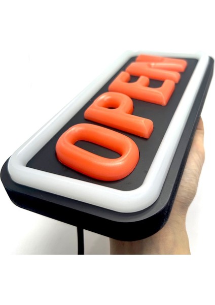 'open' Işıklı Özel Tabela - LED ile Neon Görünümlü Tabela (25X12CM)