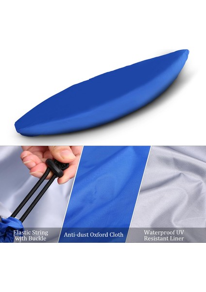 Oxford Kumaş Kayak Kapak Teknesi Güneş Biçimi 5.1-5.5 M İçin Su Geçirmez Kano Mavi (Yurt Dışından)