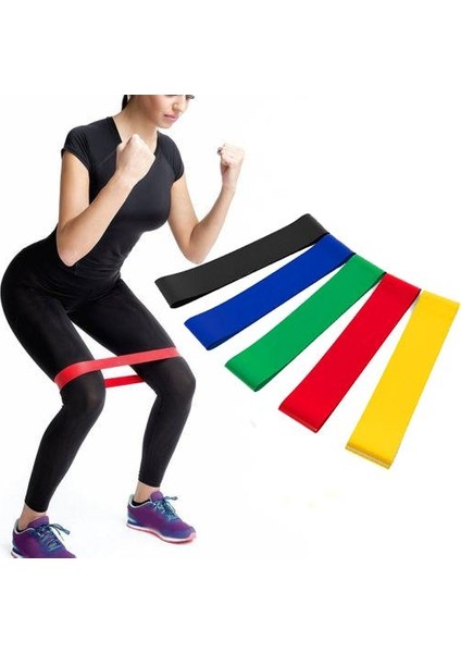 5 Li Set Aerobik Bandı Egzersiz Plates Fitness Direnç Lastiği Kas Germe Ve Jimnastik Seti Crossfit