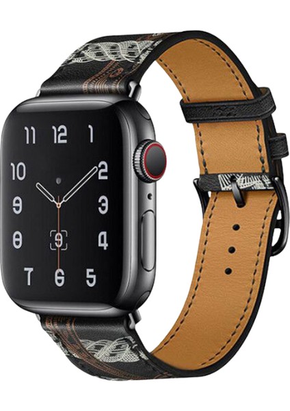 Apple Watch Hermes Desenli Hakiki Deri Bant Iwatch 7 42 / 45 mm. (Yurt Dışından)