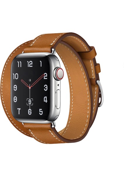 Apple Iwatch İçin Çift Daire Hakiki Deri Kayış Apple Watch 7 38 / 40 mm. (Yurt Dışından)