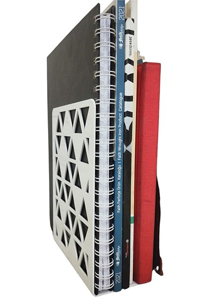 2'li Set Dekoratif Raf Düzenleyici - Organizer - Metal Kitap Tutacağı Beyaz - Hediyelik (2 Adet)