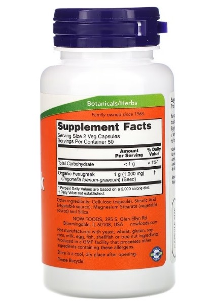 Now Foods, Fenugreek, 500 Mg, 100 Veg Kapsül fiyatları