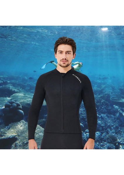 Erkeklerin Ceketi Wetsuits Termal Takım Elbise Kolları 2mm Büyük Siyah Sörf Erkekleri Xxl