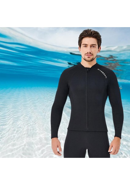 Erkeklerin Ceketi Wetsuits Termal Takım Elbise Kolları 2mm Büyük Siyah Sörf Erkekleri Xxl