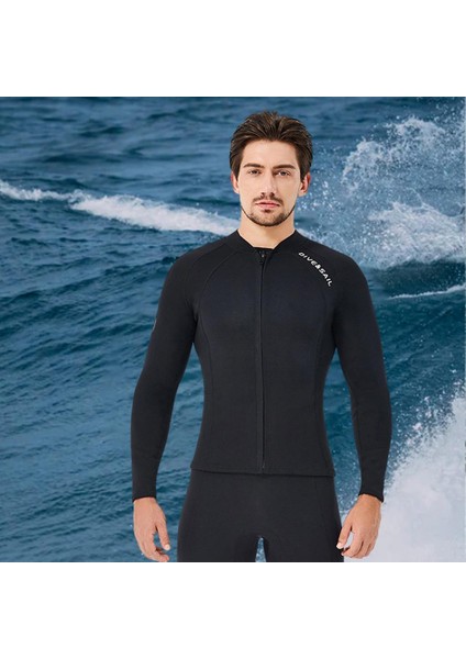 Erkeklerin Ceketi Wetsuits Termal Takım Elbise Kolları 2mm Büyük Siyah Sörf Erkekleri Xxl