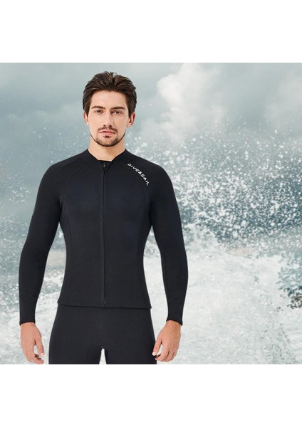 Erkeklerin Ceketi Wetsuits Termal Takım Elbise Kolları 2mm Büyük Siyah Sörf Erkekleri Xxl