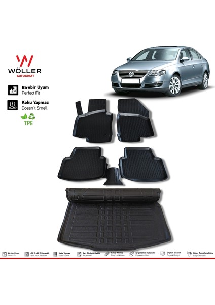 Vw Passat B6 Paspas Bagaj Havuzu 2005 2010 Arası 3D Wöller Ultraflex Set