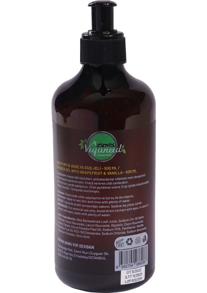 Vegan Duş Jeli Enerji Sepeti 500 ml Greyfurt&vanilya -Shower Jel Energy 500ML Grapefruit&vanilla Extract fırsatları
