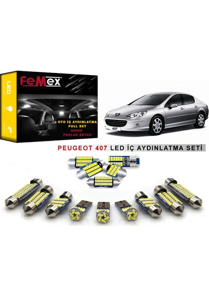 Peugeot 407 LED Iç Aydınlatma Ampul Seti Parlak Beyaz