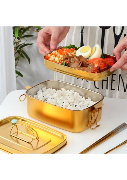 Çift Katmanlar Bento Öğle Yemeği Kutusu 1.5 L (Yurt Dışından)