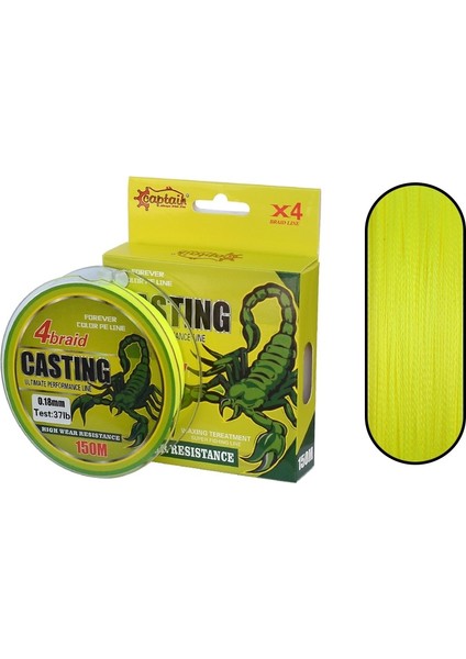 Casting Pe 4 Kat Spin Ip Misina 150MT Sarı
