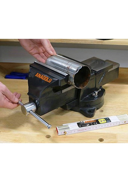 Büyük Boy 200MM 8" 360" Dönerli Taban Dövme Çelik Sabit Tezgah Masa Mengenesi
