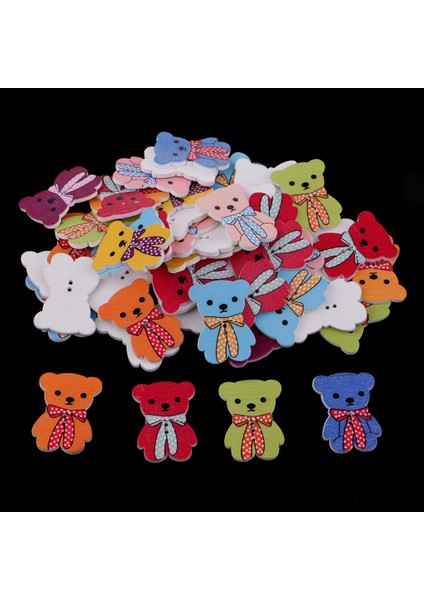 50PCS Çizgi Film Ahşap Düğmeleri 2 Delik Dikiş Scrapbooking Ayı (Yurt Dışından) fiyatları