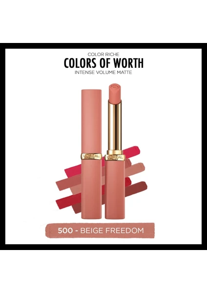 L'oréal Paris Colors Of Worth Color Riche Intense Volume Matte Ruj - 500 Beige Freedom