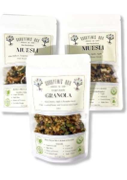 Granola ve Kuru Meyveli 3 x 100 gr Kahvaltılık Gevrek Seti Sağlıklı Kahvaltı Beslenme Yüksek Lif Protein Kaynağı Vegan Şekersiz