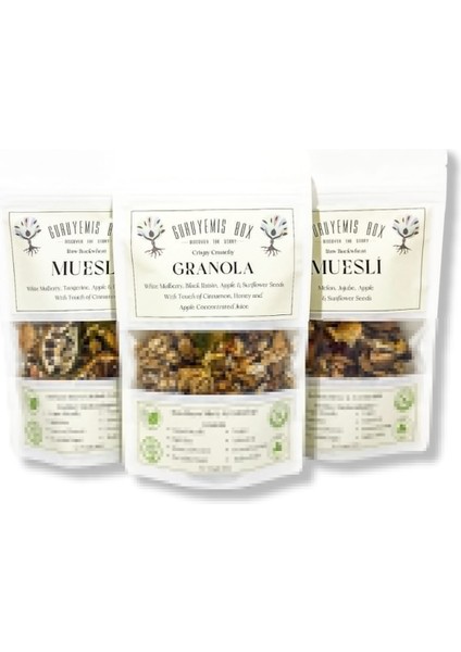 Granola Müsli Kuru Meyveli 3 x 100 gr Kahvaltılık Gevrek Seti Sağlıklı Kahvaltı Beslenme Bol Lif Protein Kaynağı Vegan