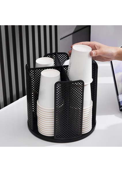 Turntable Kağıt Kahve Kupası Organizatörü Çok Işlevli Baharat Konteynerleri Siyah (Yurt Dışından)