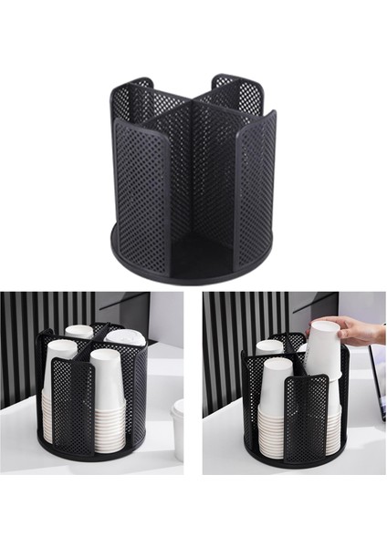 Turntable Kağıt Kahve Kupası Organizatörü Çok Işlevli Baharat Konteynerleri Siyah (Yurt Dışından)